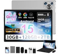 Dghrti 2026 Tablette Android 15 【30Go RAM 128Go+2To】- Écran IPS HD 10" - 【Octo-Core 8000mAh WiFi 6】- Caméras 【5MP+8MP Face ID】- Corps Métal - Tablet avec Clavier & Souris - Gris