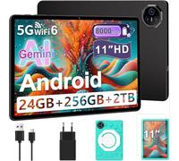 Dghrti Tablette 11 Pouces Android, 24Go+256Go/2To, Octa-Core, Gemini AI/Widevine L1, 8000 mAh, 13MP+5MP, Boîtier Métallique, Grande Tablette avec EVA Silicone É tui Protection-Vert