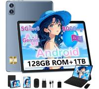 Dghrti Tablette Android, 10.1" FHD【22Go RAM】+ 128Go ROM/TF 1To, Widevine L1, 8000mAh, Tablette Tactile Caméra 5+8MP,Coque en Métal + Clavier et Souris 2-en-1 - Gris