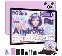 Dghrti Tablette Android 15 【30Go RAM 128Go+1To】- Écran IPS HD 10" - 【Octo-Core 8000mAh WiFi 6】- Caméras 【5MP+8MP Face ID】- Corps Métal - Tablet avec Clavier & Souris - Violet