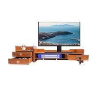 DGJMuu Support d'écran réglable en bois avec tiroir - Avec casiers individuels - Pour ordinateur portable, imprimante