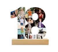 DGJSSK Cadre De Collage De Photos Personnalisé 1-99 âge, Cadre De Collage Image Personnalisé 18e Anniversaire, Décoration Créative Pour un Anniversaire, Cadeau pour Garçons et Filles Anniversaire