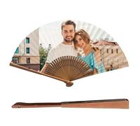 DGJSSK Eventail Pliant Personnalisé, Eventail à Main avec Photo Personnalisée, Eventail Pliant Décoratif avec Cadre en Bambou pour Mariage, Danse, Salon, Cosplay, Accessoires de Fête