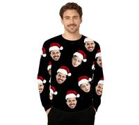 DGJSSK Pulls de Noël Personnalisés, Sweats à Capuche Personnalisés avec des Visages Comiques, Adaptés aux Hommes et aux Femmes, Tailles S à 6XL