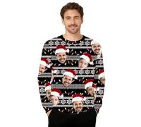 DGJSSK Pulls de Noël Personnalisés, Sweats à Capuche Personnalisés avec des Visages Comiques, Adaptés aux Hommes et aux Femmes, Tailles S à 6XL