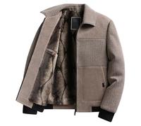 DGKaxiyaHM Blouson bomber en polaire velours côtelé avec fermeture éclair intégrale pour homme - Manteau d'hiver en peluche épaisse avec col, kaki, XL