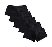 DGKaxiyaHM Boxer D'éTé en Soie GlacéE pour Hommes Boxer Respirant à Taille Basse avec Pochette sous-VêTements LéGers De Couleur Unie (Le Noir-5PC,XL)