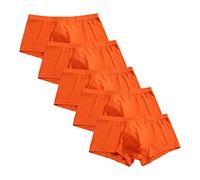 DGKaxiyaHM Boxer D'éTé en Soie GlacéE pour Hommes Boxer Respirant à Taille Basse avec Pochette sous-VêTements LéGers De Couleur Unie (Orange-5PC,XL)