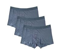 DGKaxiyaHM Boxer en Modal De Couleur Unie pour Hommes CaleçOn Taille Moyenne avec éVacuation De L'Humidité sous-VêTements Souples Et Extensibles avec Pochette (Bleu20-3PC,L)