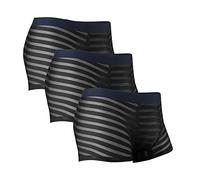 DGKaxiyaHM CaleçOn Rayé en Soie GlacéE pour Homme sous-VêTements Taille Moyenne en Maille Transparente Boxer Mince Respirant Transparent (Le Noir-3PC,L)