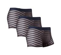 DGKaxiyaHM CaleçOn Rayé en Soie GlacéE pour Homme sous-VêTements Taille Moyenne en Maille Transparente Boxer Mince Respirant Transparent (Gris-3PC,XL)