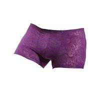 DGKaxiyaHM CaleçOn Sexy en Dentelle Transparente pour Homme sous-VêTements Taille Basse à éVacuation De L'Humidité Boxer LéGer Respirant De Couleur Unie (Violet-1PC,L)