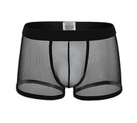 DGKaxiyaHM CaleçOn Transprant en Maille Transparente pour Hommes sous-VêTements Sexy Respirants Taille Basse CaleçOn Extensible Transparent (Le Noir-1PC,XL)