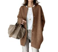 DGKaxiyaHM Cardigans TricotéS Amples pour Femmes VêTements D'ExtéRieur en Laine à Manches Longues Et à Boutons pour L'Automne Pull-Over De Couleur Unie Et Surdimensionné (Caramel,Taille Unique)