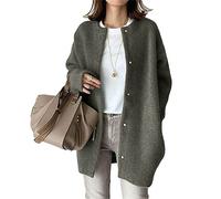 DGKaxiyaHM Cardigans TricotéS Amples pour Femmes VêTements D'ExtéRieur en Laine à Manches Longues Et à Boutons pour L'Automne Pull-Over De Couleur Unie Et Surdimensionné (Vert2,Taille Unique)