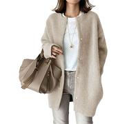 DGKaxiyaHM Cardigans TricotéS Amples pour Femmes VêTements D'ExtéRieur en Laine à Manches Longues Et à Boutons pour L'Automne Pull-Over De Couleur Unie Et Surdimensionné (Abricot,Taille Unique)