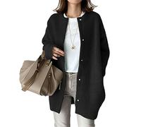 DGKaxiyaHM Cardigans TricotéS Amples pour Femmes VêTements D'ExtéRieur en Laine à Manches Longues Et à Boutons pour L'Automne Pull-Over De Couleur Unie Et Surdimensionné (Le Noir,Taille Unique)