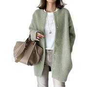 DGKaxiyaHM Cardigans TricotéS Amples pour Femmes VêTements D'ExtéRieur en Laine à Manches Longues Et à Boutons pour L'Automne Pull-Over De Couleur Unie Et Surdimensionné (Vert1,Taille Unique)