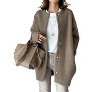 DGKaxiyaHM Cardigans TricotéS Amples pour Femmes VêTements D'ExtéRieur en Laine à Manches Longues Et à Boutons pour L'Automne Pull-Over De Couleur Unie Et Surdimensionné (Café,Taille Unique)