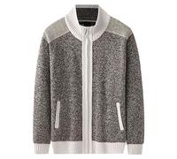 DGKaxiyaHM Cardigans Zippés pour Hommes, Printemps-Automne Manteau Pull-Over en Tricot à La Mode, Ouvert sur Le Devant Tricot LéGer à Poches en Blocs De Couleurs (Café,XL)