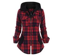 DGKaxiyaHM Chandail à Capuche Pour Femmes Veste De Chandail à Capuche De Poche à Manches Longues à Fermeture éClair ComplèTe Chemise DéContractéE Slim (Rouge,L)