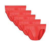 DGKaxiyaHM Culotte Mince D'éTé pour Hommes, Taille Basse Slip De Bikini Respirant en Soie GlacéE De Couleur Unie sous-VêTements Extensibles Et Confortables (Rouge-5PC,5XL)