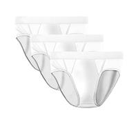 DGKaxiyaHM Culotte Mince D'éTé pour Hommes, Taille Basse Slip De Bikini Respirant en Soie GlacéE De Couleur Unie sous-VêTements Extensibles Et Confortables (Blanche-3PC,4XL)