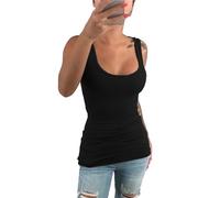 DGKaxiyaHM DéBardeurs Minces à Encolure DéGagéE pour Femmes Chemisiers sans Manches à Dos Rayé Et Extensible Camisole en Coton De Couleur Unie (Le Noir,S)