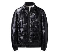 DGKaxiyaHM Doudoune d'hiver brillante pour homme avec capuche rembourrée et coupe-vent, pliable, col montant, noir 1, 3XL