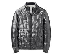 DGKaxiyaHM Doudoune d'hiver brillante pour homme avec capuche rembourrée et coupe-vent, pliable, col montant, Gris 1, 3XL
