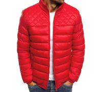 DGKaxiyaHM Doudoune matelassée à col montant pour homme - Veste d'hiver légère et pliable - Veste d'hiver épaisse, Rouge, 3XL