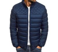DGKaxiyaHM Doudoune matelassée à col montant pour homme - Veste d'hiver légère et pliable - Veste d'hiver épaisse, bleu marine, 3XL