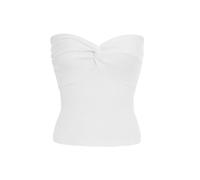 DGKaxiyaHM Hauts Tubulaires à NœUd Torsadé Sur Le Devant Pour Femmes Bandeau D'éTé Sans Bretelles En Tricot Chandail Crop Top Y2K Corset Sans Manches Avec CôTes (Blanche,S)