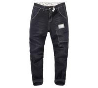 DGKaxiyaHM Jean Sarouel Patchwork Homme Pantalon en Denim décontracté à Taille Haute avec Poche Ample Pantalon d'aspect usé délavé Extensible de Grande Taille (Le Noir,28)