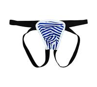 DGKaxiyaHM Jockstrap Athletic Supporter pour Homme sous-vêtement rayé à Poche Convexe Taille Basse U Strings Extensibles Qui mettent Les Fesses en Valeur (Bleu,L)