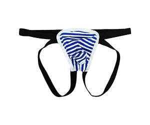 DGKaxiyaHM Jockstrap Athletic Supporter pour Homme sous-vêtement rayé à Poche Convexe Taille Basse U Strings Extensibles Qui mettent Les Fesses en Valeur (Bleu,L)