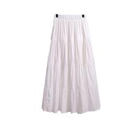 DGKaxiyaHM Jupe à Taille éLastique à Volants pour Femmes Jupe Unie Extensible De Ligne A Jupe Longue DéContractéE Et éVaséE à Volants (Blanche,Code Moyen)