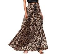 DGKaxiyaHM Jupe éVaséE Extensible Et DéContractéE pour Femmes Jupe Longue BohéMienne Fluide ImpriméE Jupes éLéGantes D'éTé Et d'automne (Imprimé Léopard,M)