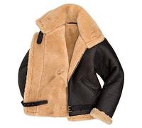 DGKaxiyaHM Manteau Bombardier En Sherpa Pour Hommes Automne-Hiver Veste En Cuir à Ceinture, DoubléE De Laine Polaire, Pour Hommes VêTements D'ExtéRieur Chauds Et éPais (Café,M)