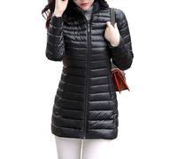 DGKaxiyaHM Manteau En Duvet D'Hiver à Col Montant Pour Femmes Veste MatelasséE IsoléE Mi-Longue Solid Color Cargo Padded Jacket (Le Noir,L)