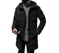 DGKaxiyaHM Manteau Matelassé à Capuche Pour Hommes Veste Polaire Matelassée D'Hiver De Longueur Moyenne Coupe-Vent En Duvet éPais (Le Noir,M)