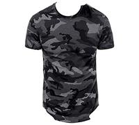 DGKaxiyaHM Mens DéContracté Camouflage Coulant des T-Shirts T-Shirt De Gymnas De Gymnas De Canne à Manches à Manches Courtes Chemises De Musculation De L'EntraîNement Slim Fit (Gris Foncé,L)