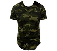 DGKaxiyaHM Mens DéContracté Camouflage Coulant des T-Shirts T-Shirt De Gymnas De Gymnas De Canne à Manches à Manches Courtes Chemises De Musculation De L'EntraîNement Slim Fit (Vert,L)