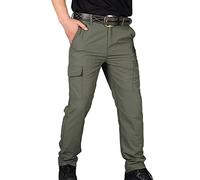 DGKaxiyaHM Pantalon Cargo pour Hommes Pantalon Militaire D'ExtéRieur Multi-Poches pour La RandonnéE en Montagne Pantalon De Jogging LéGer Et ImperméAble (Vert,L)