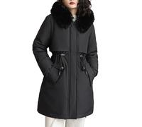 DGKaxiyaHM Parka DéContractéE Manteau D'Hiver Chaud Pour Femmes Veste Bouffante Mi-Longue à Capuche En Fourrure Manteau Parka Ample Avec Poche