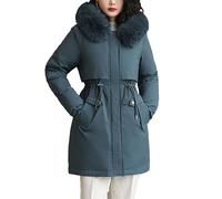 DGKaxiyaHM Parka DéContractéE Manteau D'Hiver Chaud Pour Femmes Veste Bouffante Mi-Longue à Capuche En Fourrure Manteau Parka Ample Avec Poche