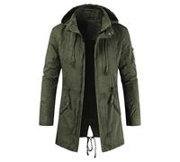 DGKaxiyaHM Parka d'hiver militaire épaisse pour homme avec fermeture éclair intégrale en coton chaud mi-long, Olive Drab, XL