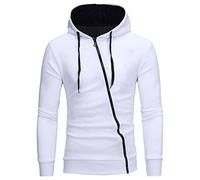 DGKaxiyaHM Pull à Capuche AsyméTrique pour Hommes Veste en SurvêTement à Manches Longues Veste De Sport Douce Et Confortable (Blanche,M)