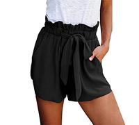 DGKaxiyaHM Short à Taille éLastique à Volants pour Femmes avec Ceinture Short DéContracté à Poche Et NœUd Papillon Pantalon Court à Jambe Large De Couleur Unie