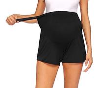 DGKaxiyaHM Short De Maternité Over Belly Lounge pour Femmes Short AthléTique De Yoga Et De Course à Pied pour Femmes Enceintes Short De Pyjama à Poches pour L'EntraîNement (Le Noir,S)